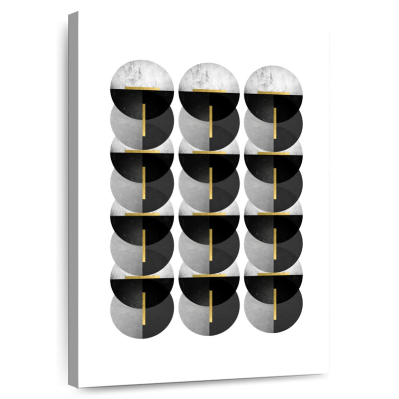 Avery Black Grey Gold Circles III, 45" H x 30" W