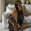 Black and Burnt Orange Marble - 1 Piece Premium Sherpa Blanket-101596624