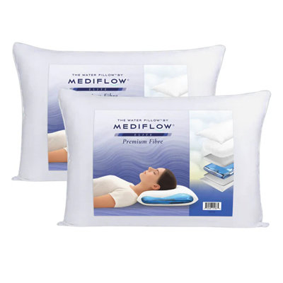 Mediflow Elite Fibre Water Pillows – Set Of 2 Adjustable Waterbase Neck Support Pillows With 300tc Cotton Covers (50 × 70 Cm, Pair)