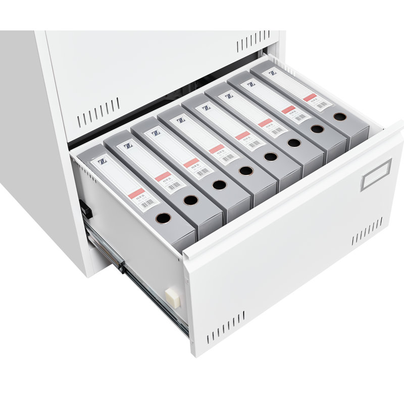 3 Drawer Widened Metal Filing Cabinet In White, Lock For Secure Office File Organization And Storage White Locking Cabinet, Drawer, Drawers Efficient Safe Handling