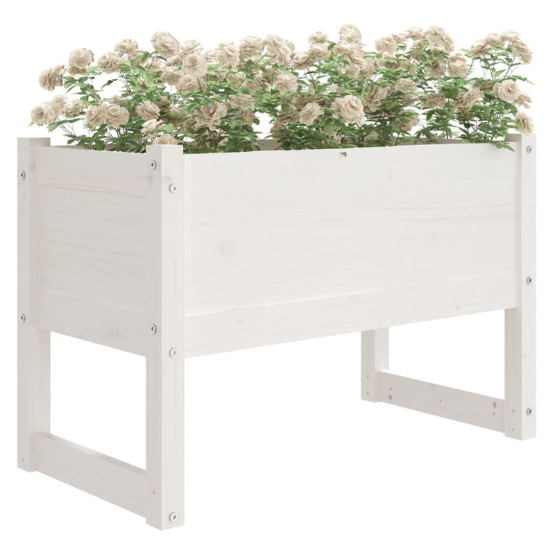 Wood Pot Planter, 52cm H x 78cm W x 40cm D, White