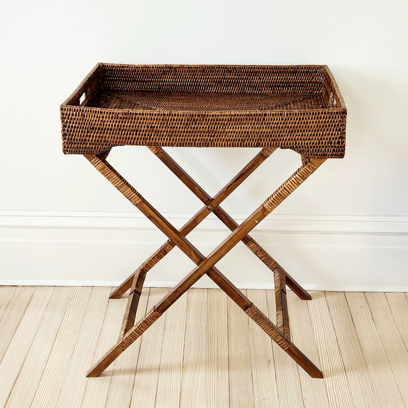 Rectangular Butler Tray With Stand, Antique Brown