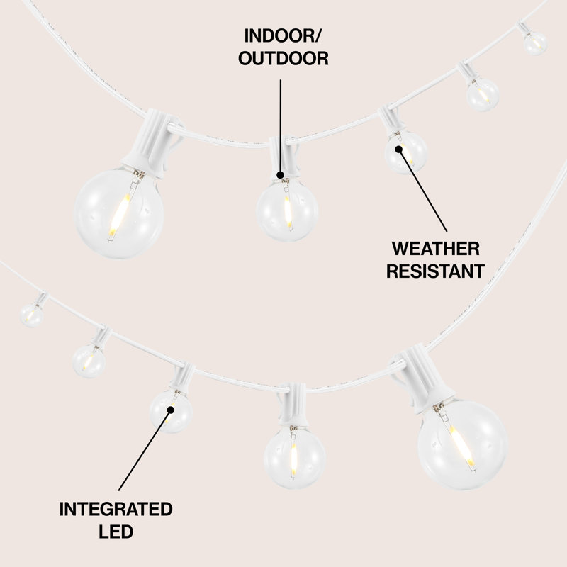 25' Outdoor 25 - Bulb Globe String Light (End to End Connectable), White