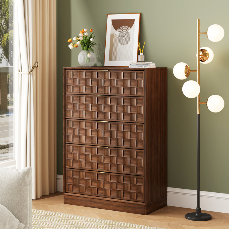 5 - Drawer Dresser, 45" H, Walnut