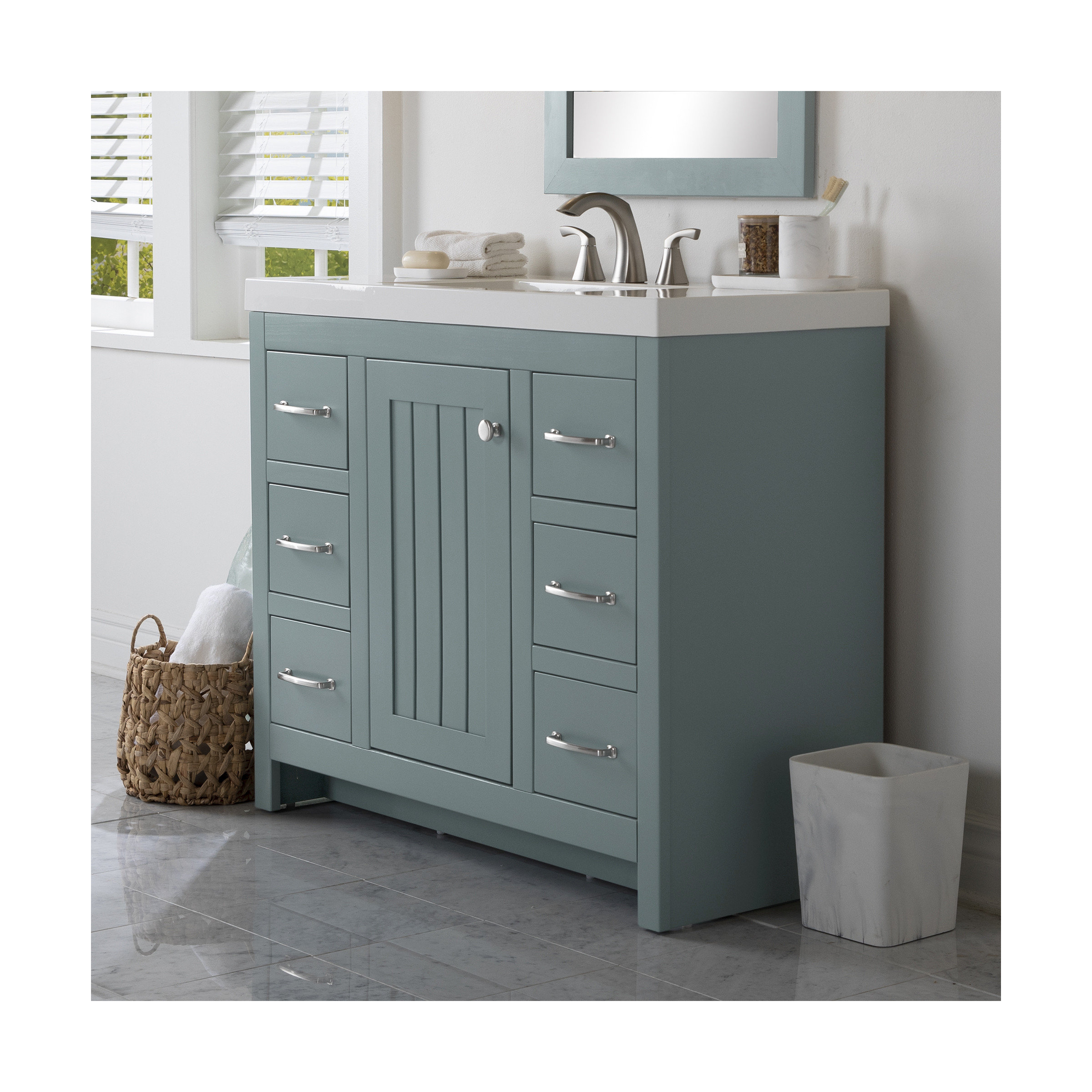 Breakwater Bay Saur 42'' Free Standing Single Bathroom Vanity with  Engineered Stone Top & Reviews