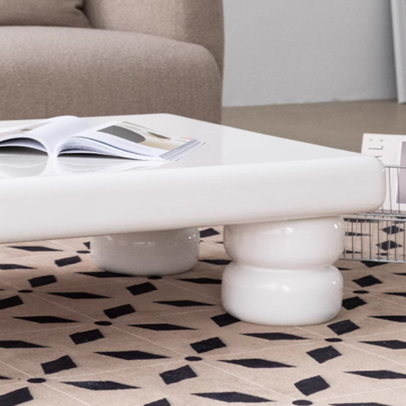 Minimalist design solid color coffee table, White