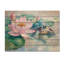 Tortue dans le nénuphar III - impression moderne en bois rose sur bois de pin naturel-1976850206