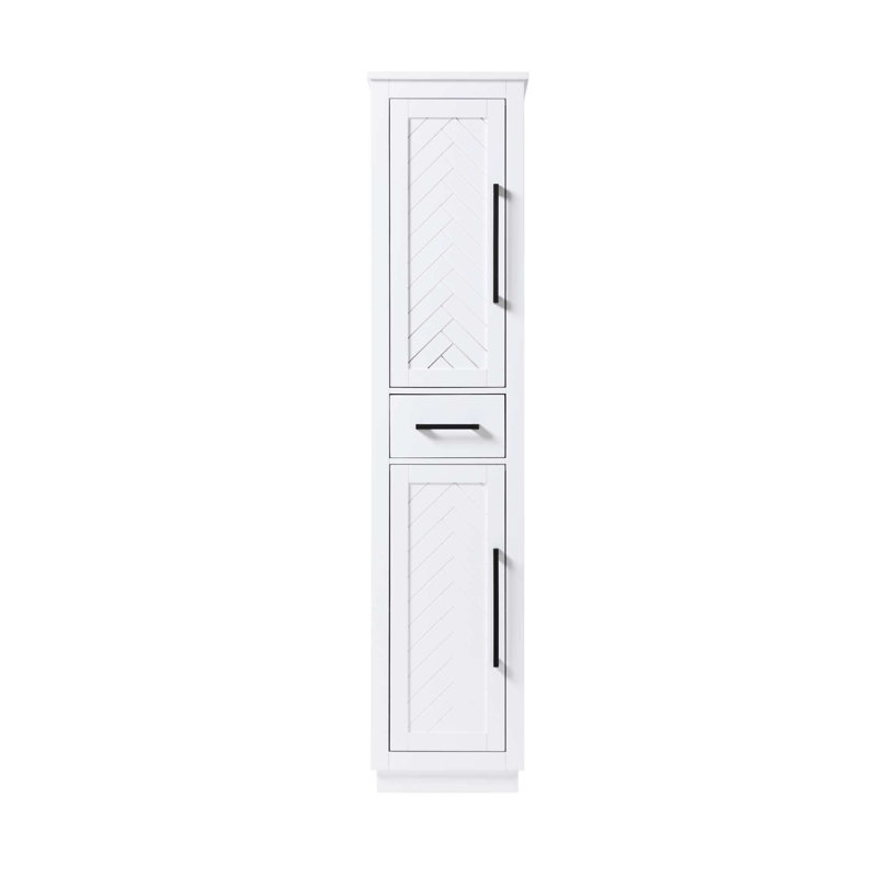 Armoire de rangement pour salle de bain 16 pouces en blanc, Blanc, 72" H x 16" W x 18" D