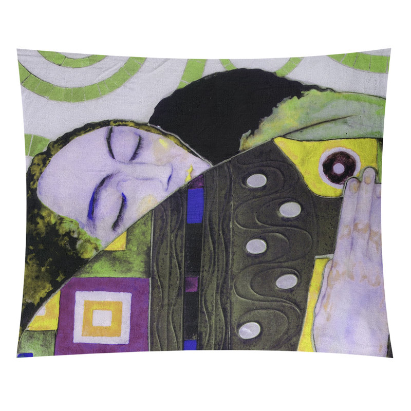 Tapisserie murale, H 27,5 po x l 37,5 po, Gris foncé / ivoire / vert