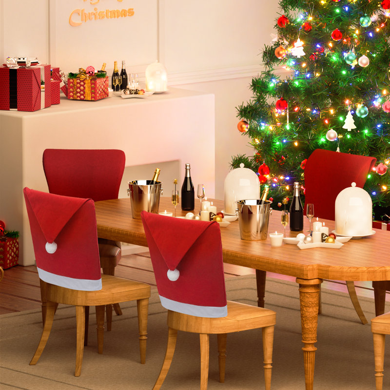 Ensemble de 6 housses de chaises de père Noël pour la décoration de salle à manger de Noël