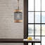 Natural Rope And Metal Mesh Cylinder Pendant