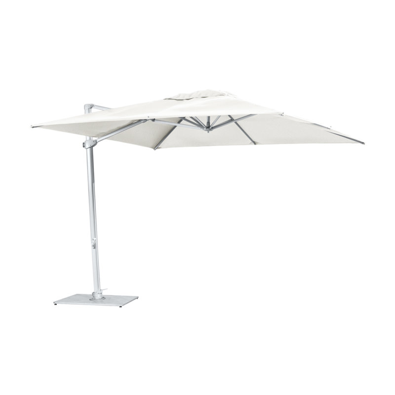 Pavone 10' x 13.1' Rectangular Cantilever Umbrella (Grip Handle), Double Stack Plate - Large, Natural, Grey