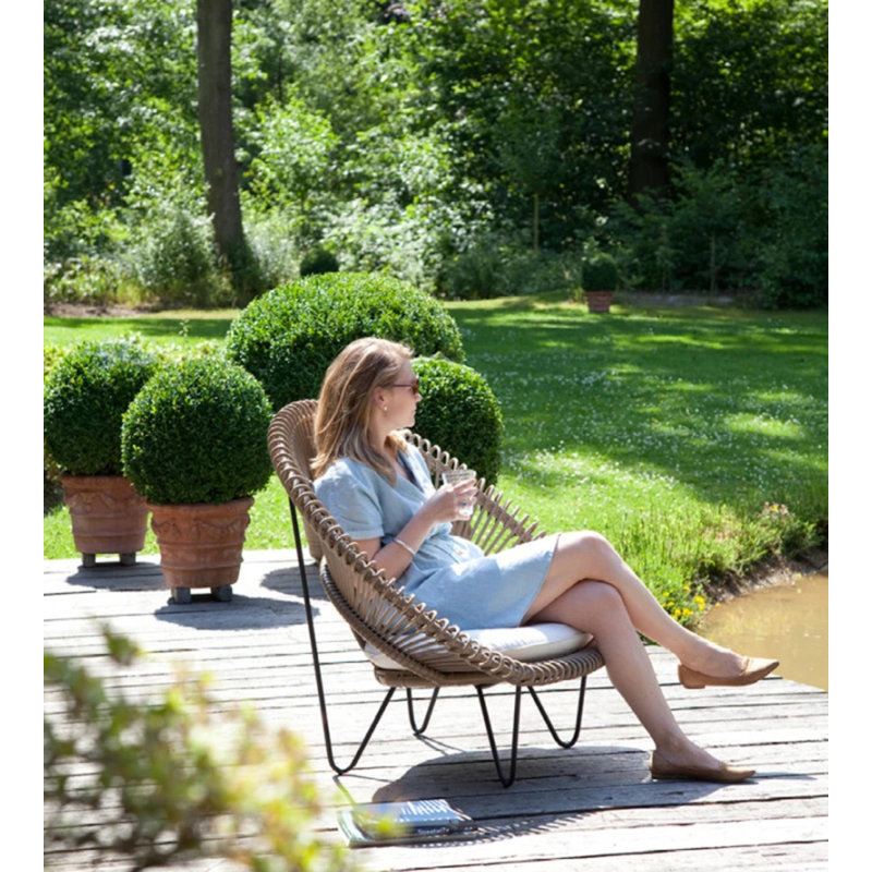 Roy Outdoor Papasan Chair, Brown/Black