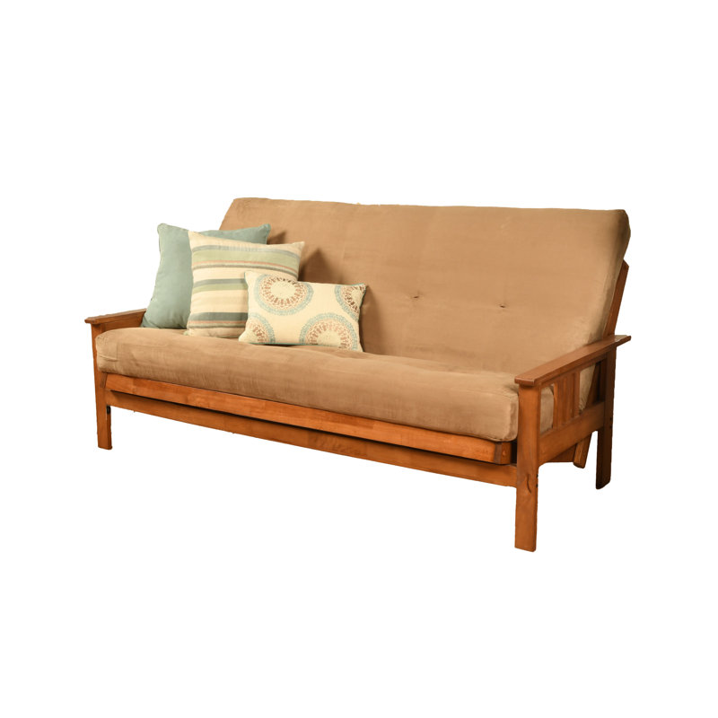 Johnte Full-Size Futon Frame and Full-Size Innerspring Mattress, Suede Peat, Barbados, Innerspring