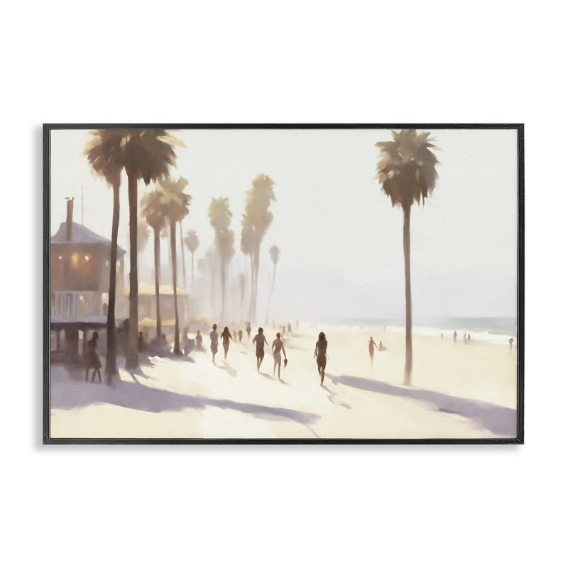  Courir sur une plage tropicale, estampe numérique par Noah Bay, H 20 po x l 30 po, Giclée encadrée noir minuit