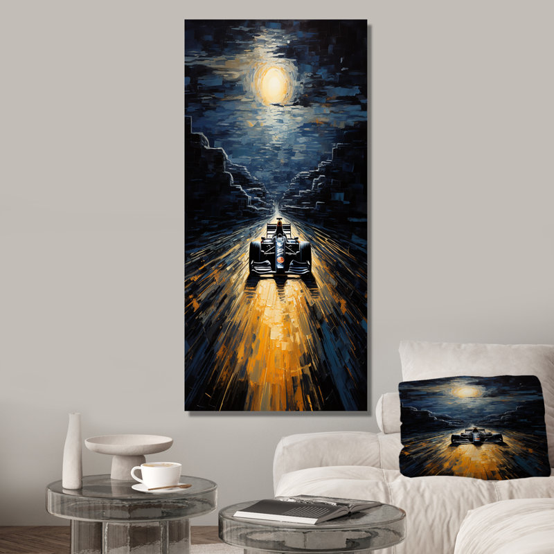Midnight Formule Car Race Track I, Toile tendue, H 60 po x l 28 po x P 1,5 po