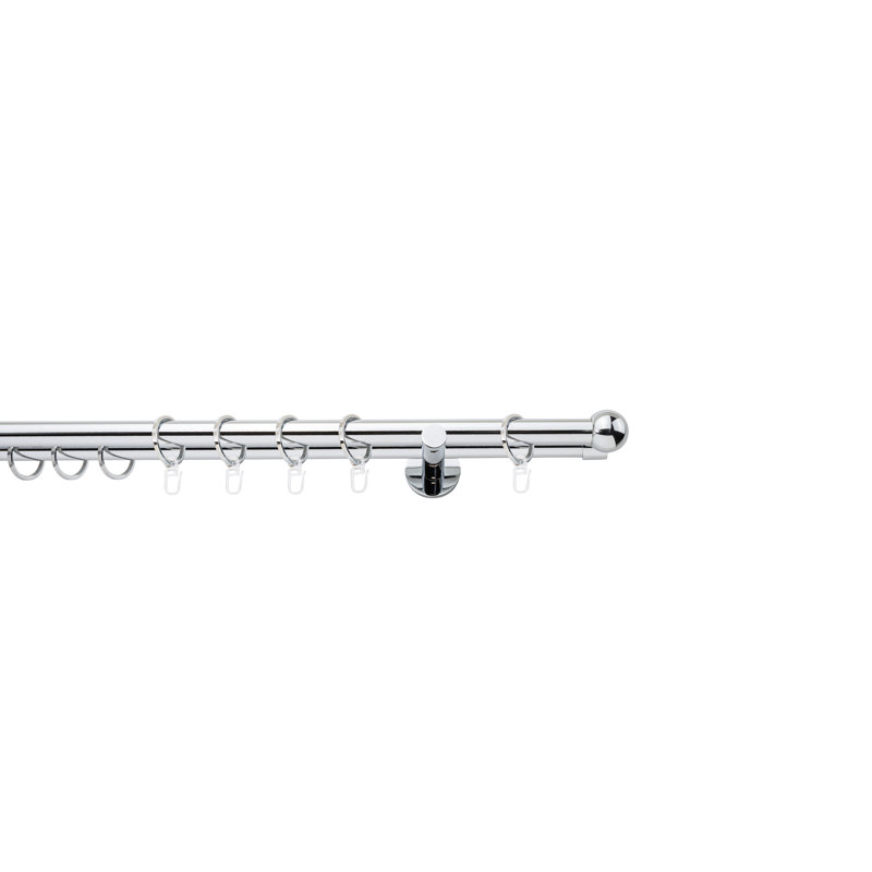 Curtain rod made to measure 20mm ball, 2cm H x 360cm W x 12cm D, Chrome