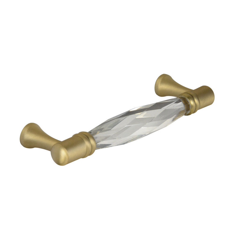 Poignée barre Brilliance, Transparent / laiton satiné, 5"