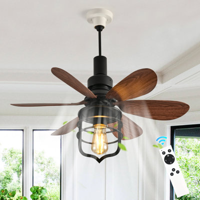 20.47" Farmhouse Ceiling Fan With Light Kits And Remote Control