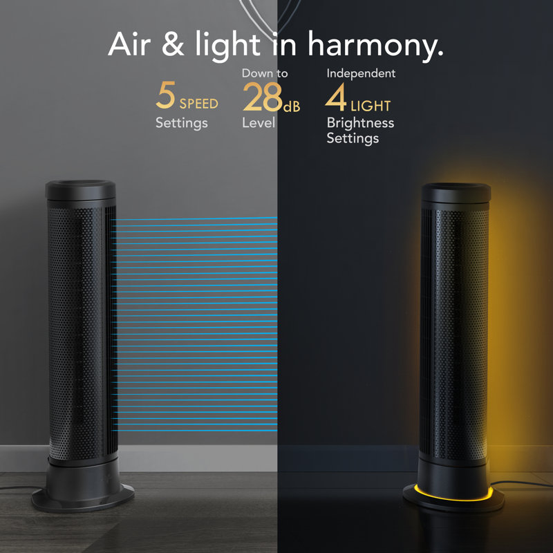 Vornado Ara Oscillating Tower Fan with Ambient Light and Remote