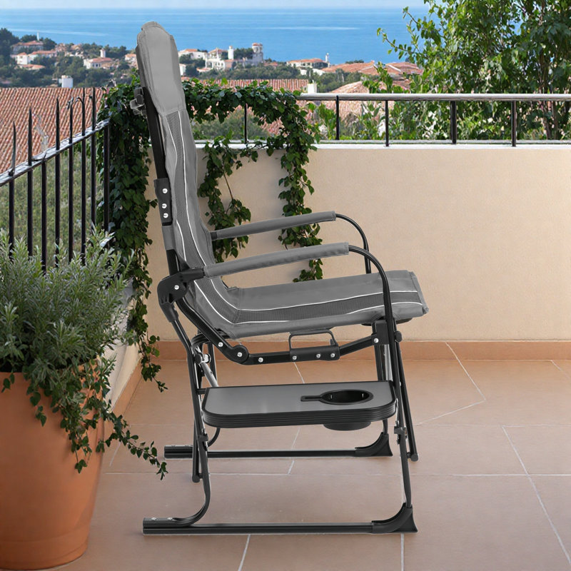 Chaise de camping confortable avec table d'appoint Comfort, Gris