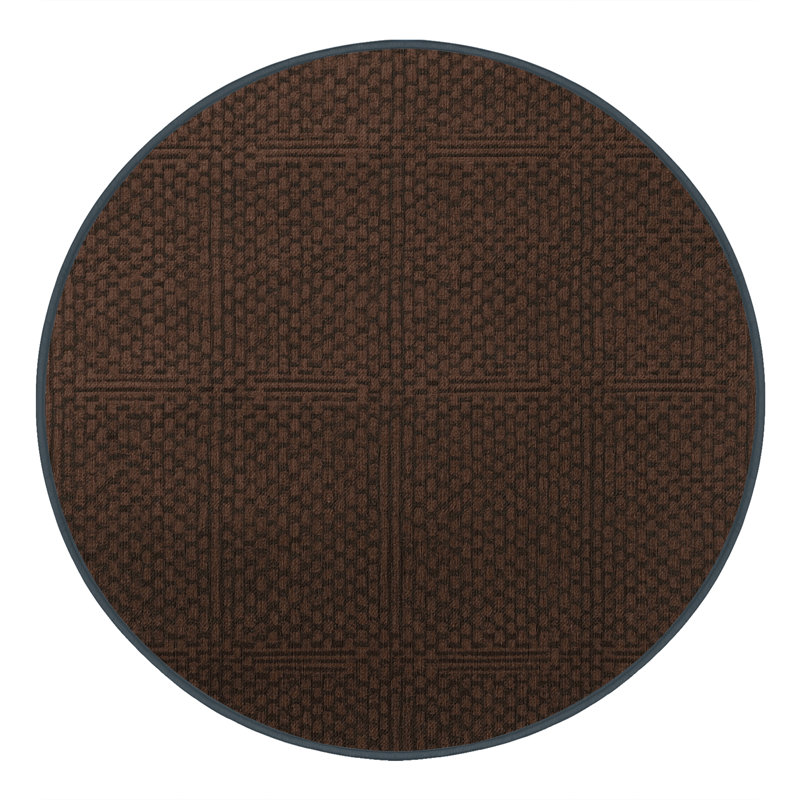 Machine Washable Trellis Brown Area Rug, Round 5'