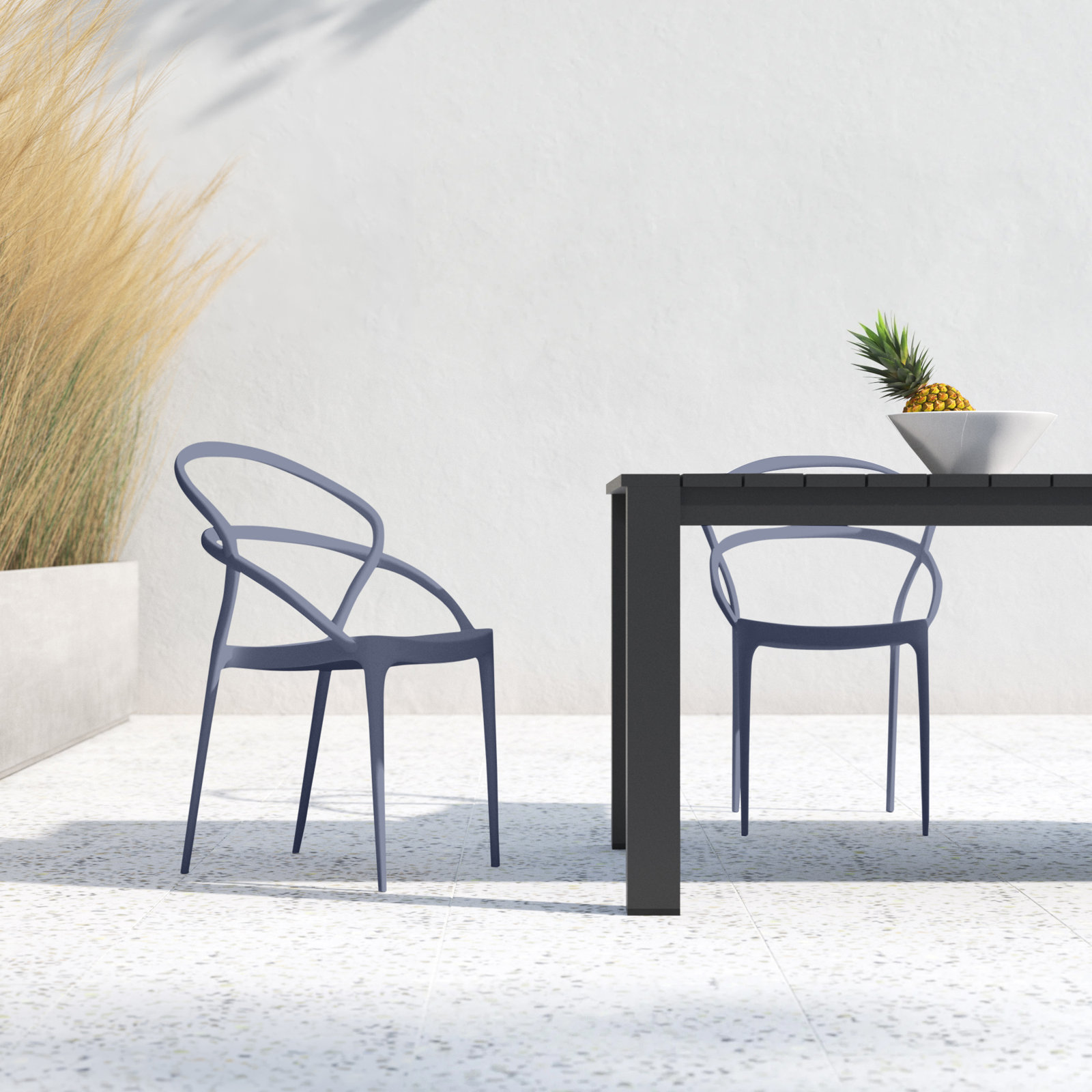 Farrah Stackable Patio Armchair, Dark Gray