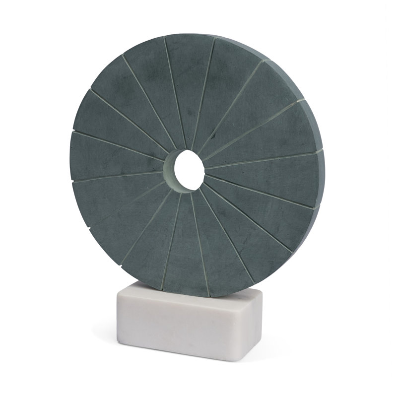 Orin Gray Marble Round Disc Decorative Object, Gray
