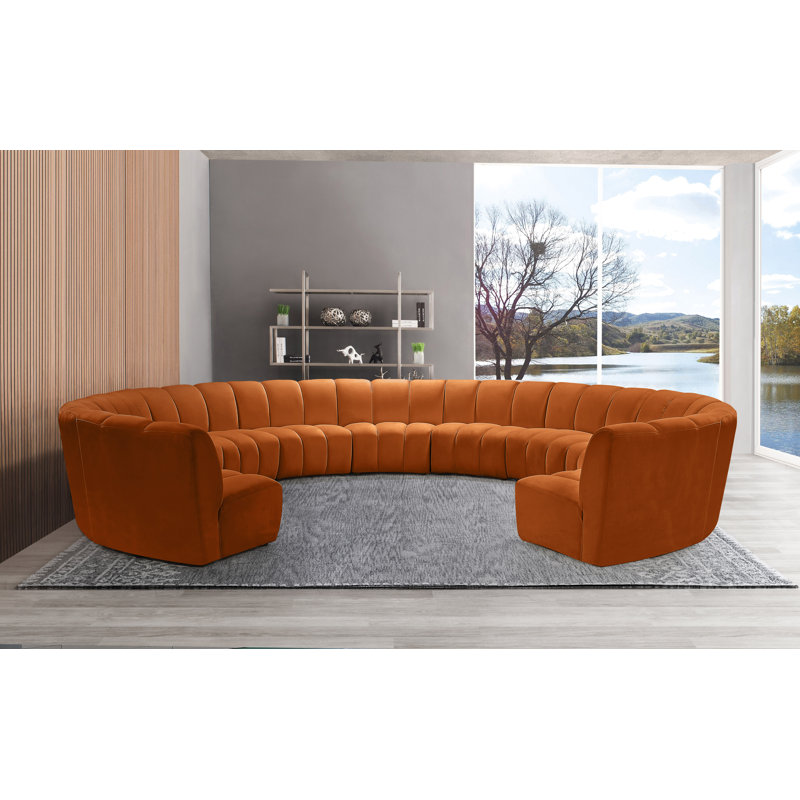 Canapé modulaire en velours Infinity, Velours cognac, 11 pièces
