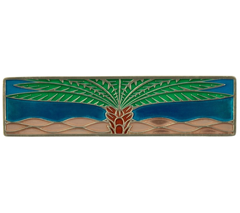 Poignée barre 3" au centre Tropical, Étain brillant / Turquoise