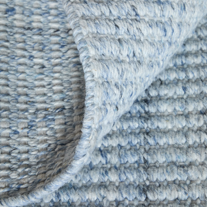 Limerick Hand Woven Recycled P.E.T Solid Color Area Rug in Blue, Rectangle 5' x 8', Light Blue