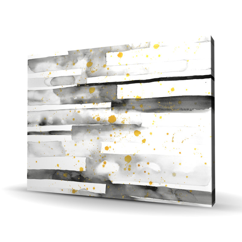 Rayures noires avec éclaboussures dorées | Décoration de bureau Shapes, H 48 po x l 36 po
