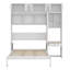 Lit escamotable mural avec bureau, armoire supérieure et tablettes de rangement, lit pliable peu encombrant-131935966-131935965