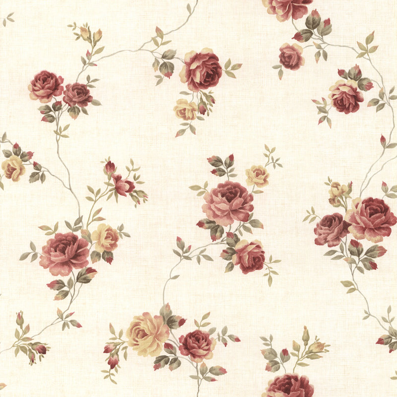 Danna 10m x 53cm Matte Wallpaper Roll, Beige/Red