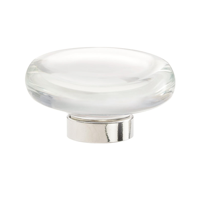 Poignée champignon surdimensionnée de 1 3/4 po de diamètre Glacio, Cristal transparent / nickel brillant