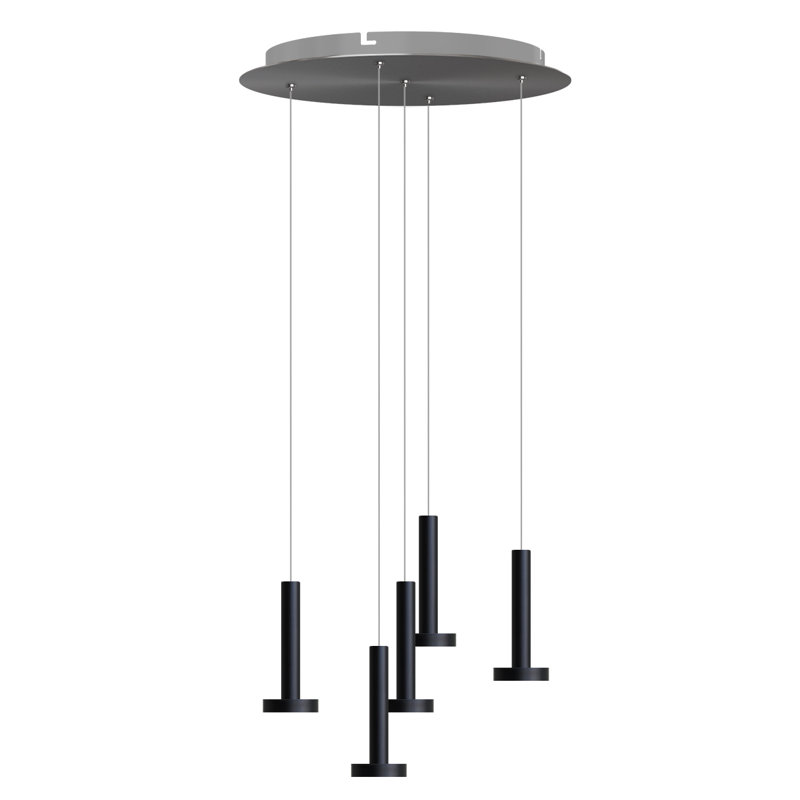 Luminaire suspendu cylindrique à 5 lumières Netice, Noir
