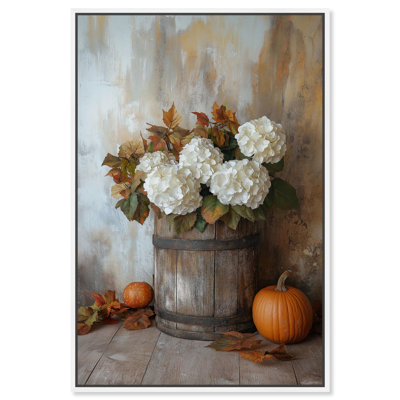 Petal & Pumpkin Whimsy Canvas Farmhouse Floral Art by Art Remedy