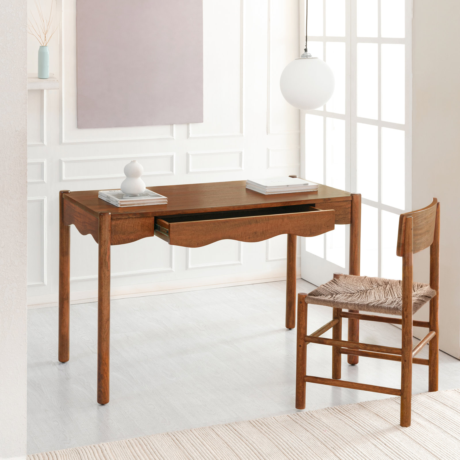 Shelli 48" Mango Writing Desk, Walnut