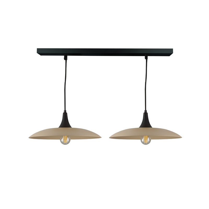 - Light Matte Black Dome Pendant, 120cm H x 110cm W x 41cm D, 2 Lights, Black/Latte