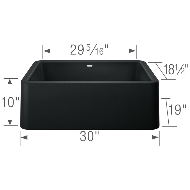 Évier de ferme à tablier frontal à simple cuve 30 po Ikon SILGRANIT - Noir charbon, Noir charbon