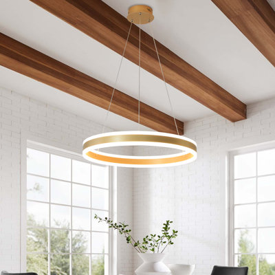Dilnoza Ring Unique Wagon Wheel LED Pendant Modern Farmhouse Remote Dimming