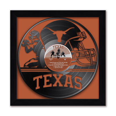 Disque vinyle NCAA-CLC Texas Longhorns Football américain, impression encadrée 13" x 13"