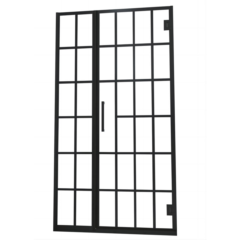 40" W x 72" H Matte Black Semi-Frameless Shower Door with Patterned Glass