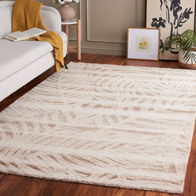 Tapis floral en laine touffeté à la main beige / ivoire Alixe