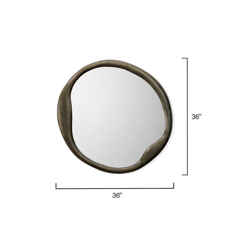 Metal, Brass Round Wall Mirror, Antique Brass, Metal