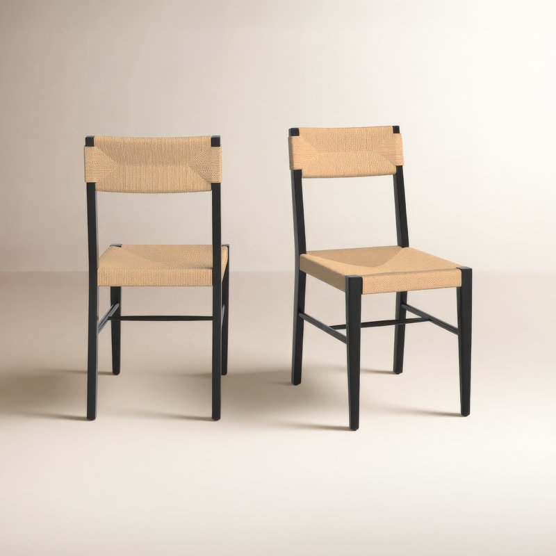Cody Solid Wood Slat Back Side Chair, Black, Black