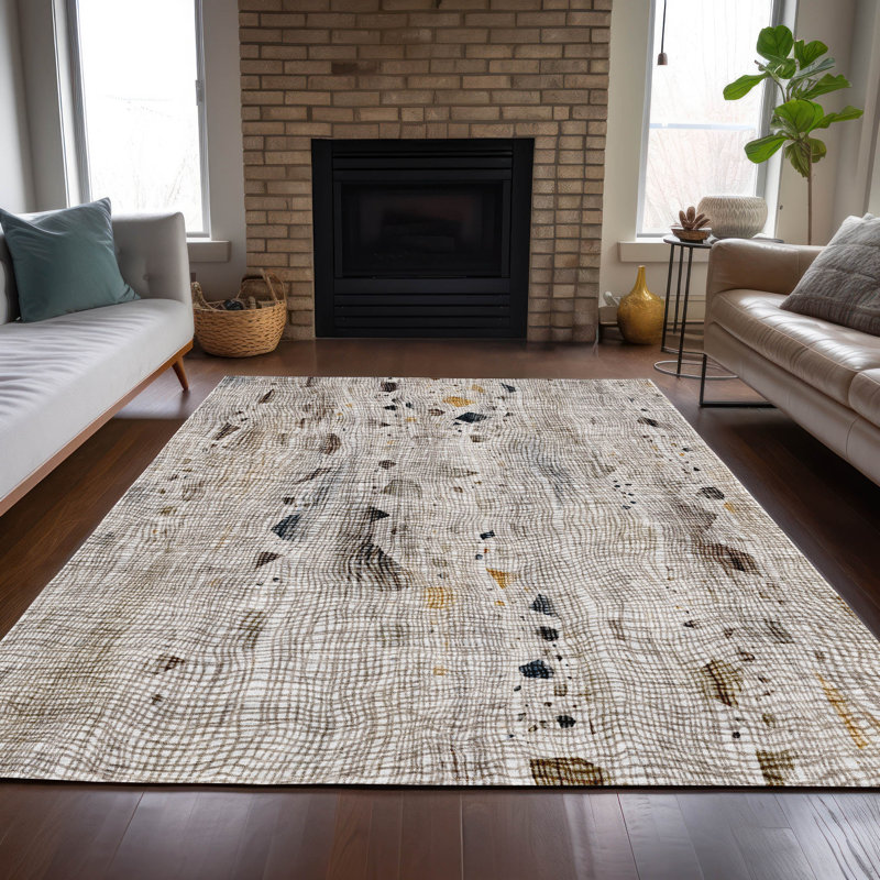 Tapis intérieur / extérieur lavable à la machine Xhevrie, Rectangle 2 pi 6 po x 3 pi 10 po
