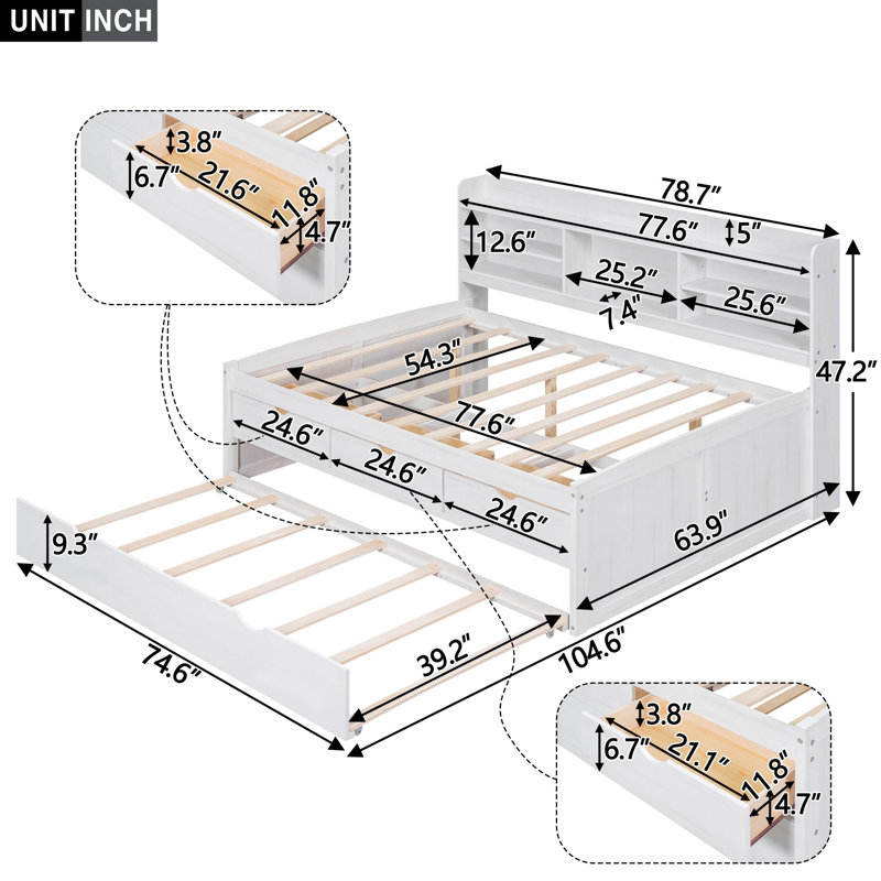 Bektash Daybed, Full / Double, White Wash