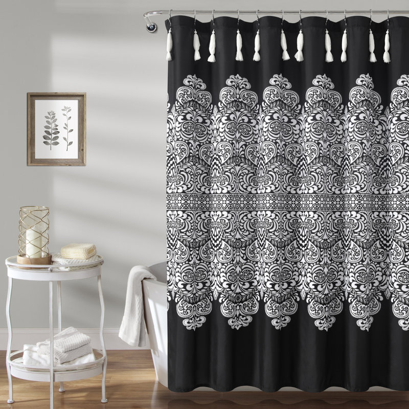 Boho Medallion Shower Curtain, Black