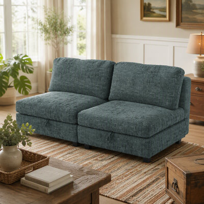 Modular Sectional Sofa, Convertible Sofa Seat With Storage, Sleeper Sectional Sofa Set, Fabric Flexible Modular Combinations for Living Room(4seats)
